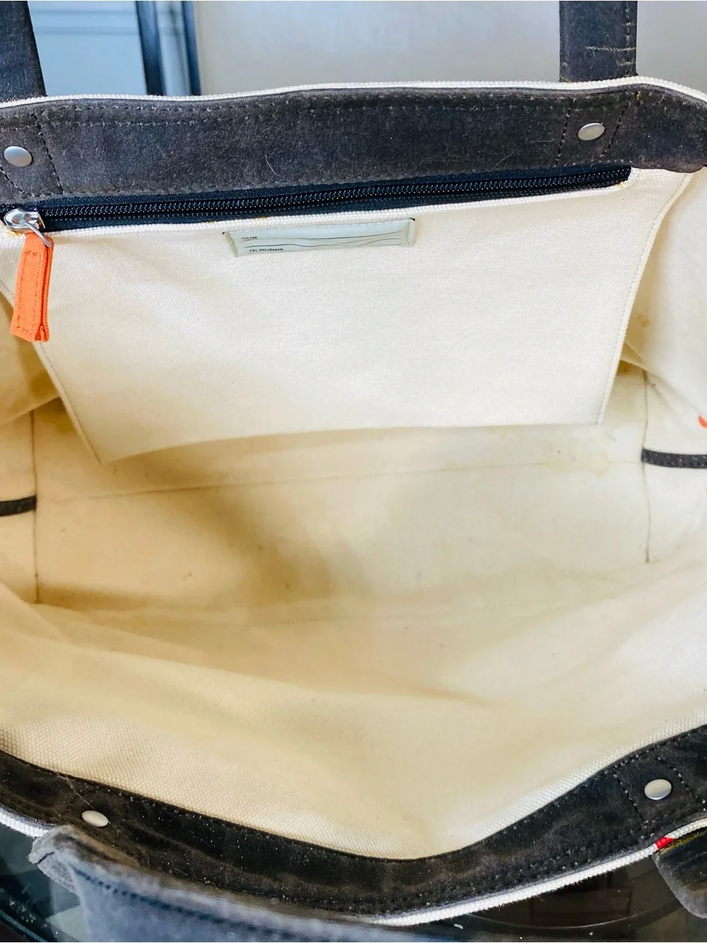 Jack Spade Canvas Dipped Coal Tote Bag Cream White Red JACK Crossbody
